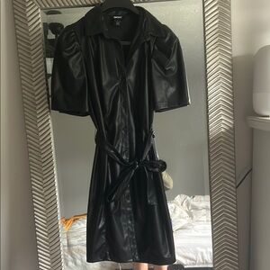 DKNY Black Dress with Puff Sleeves